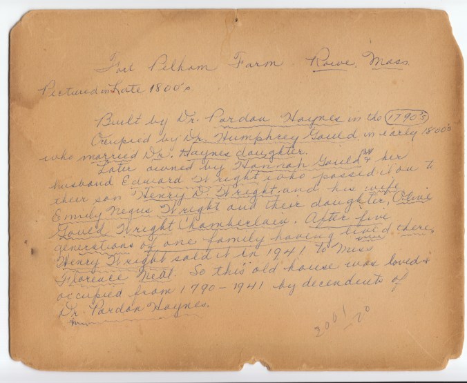 Fort Pelham Farm Late 1800's Back